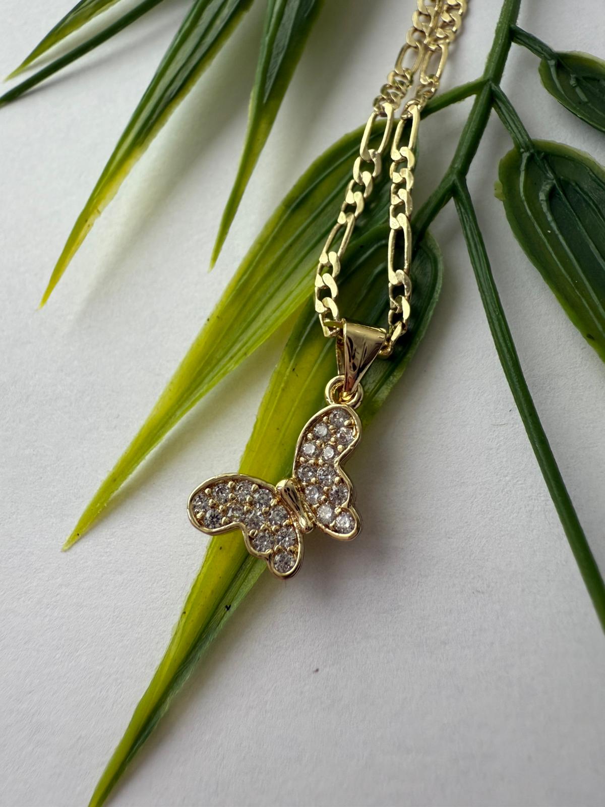Cadena Fígaro en size 18 Colgante de Mariposa Pequeño