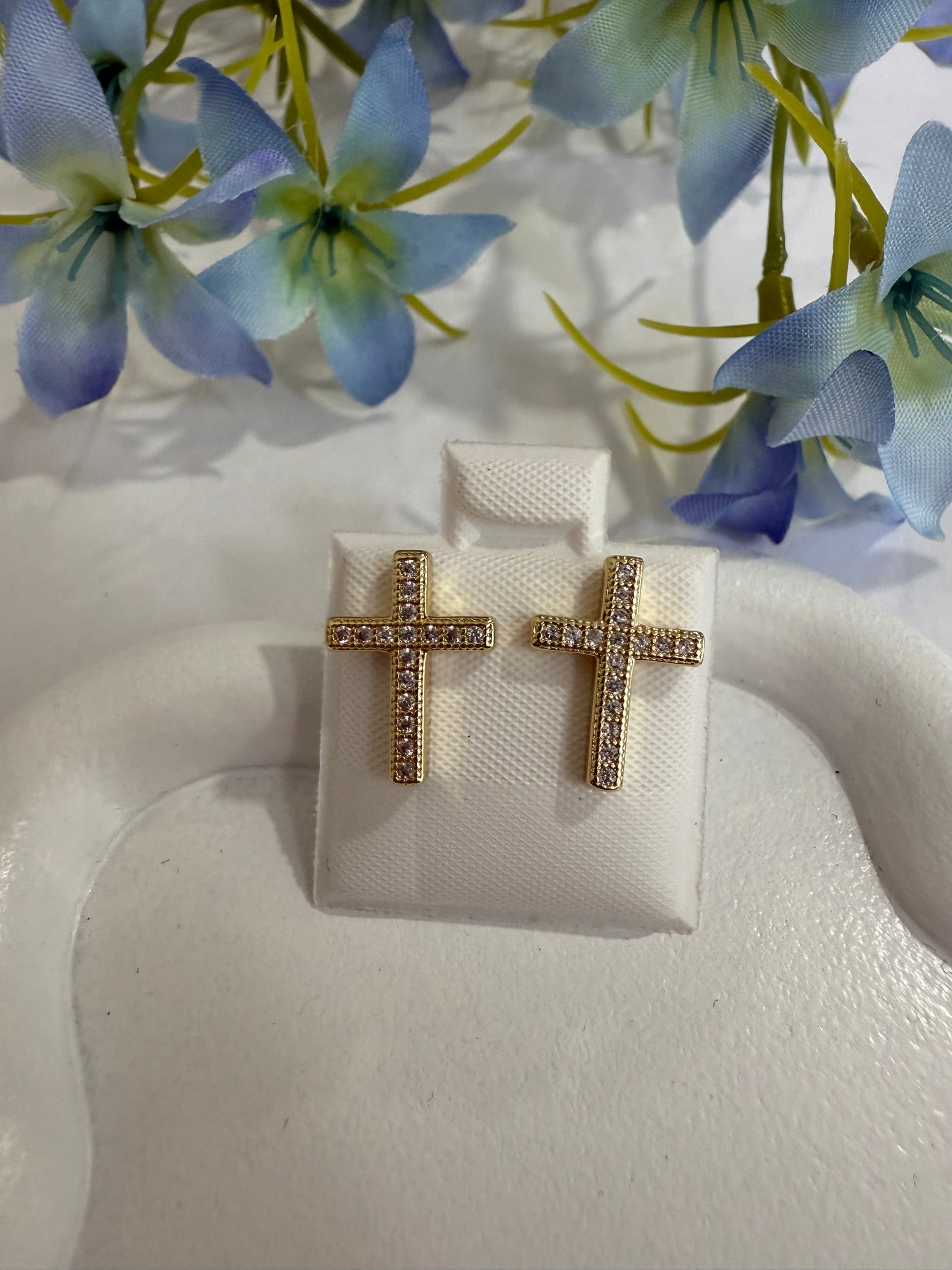 Aretes Cruz de fé Brillante