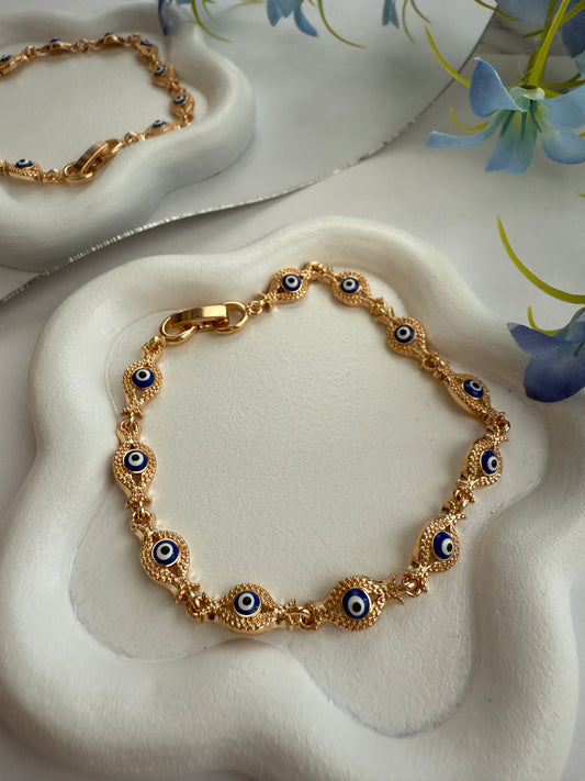 Pulsera Azul de Ojitos Vintage – Estilo clásico con poder