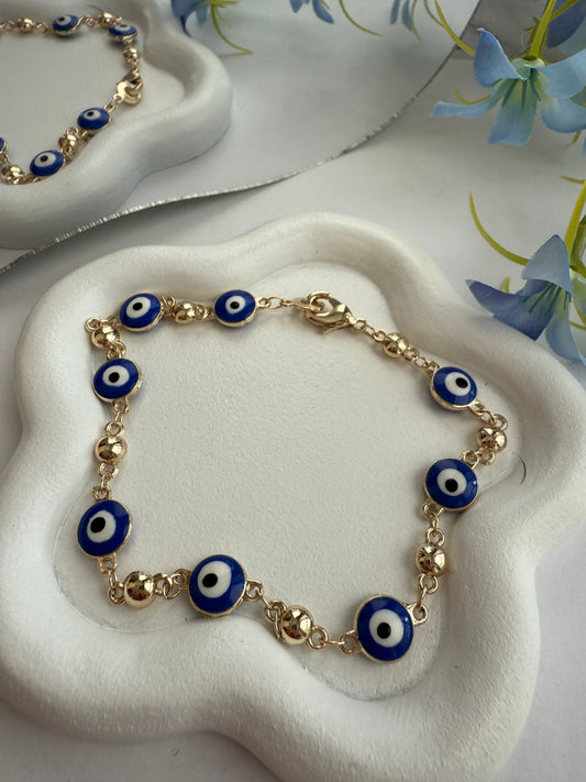 Pulsera Clásica de Ojitos Azul – Protección en cada eslabón