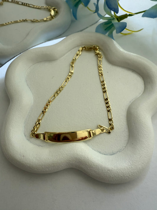 Pulsera de placa clásica – Oro Laminado 14K