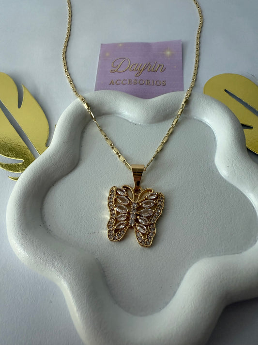 Collar Mariposa Oro Laminado 14k